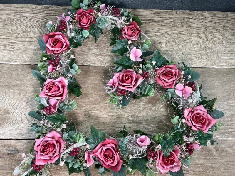 Brautauto Deko Set 3-teilig Hochzeit – Eukalyptus Seidenblumen handgef