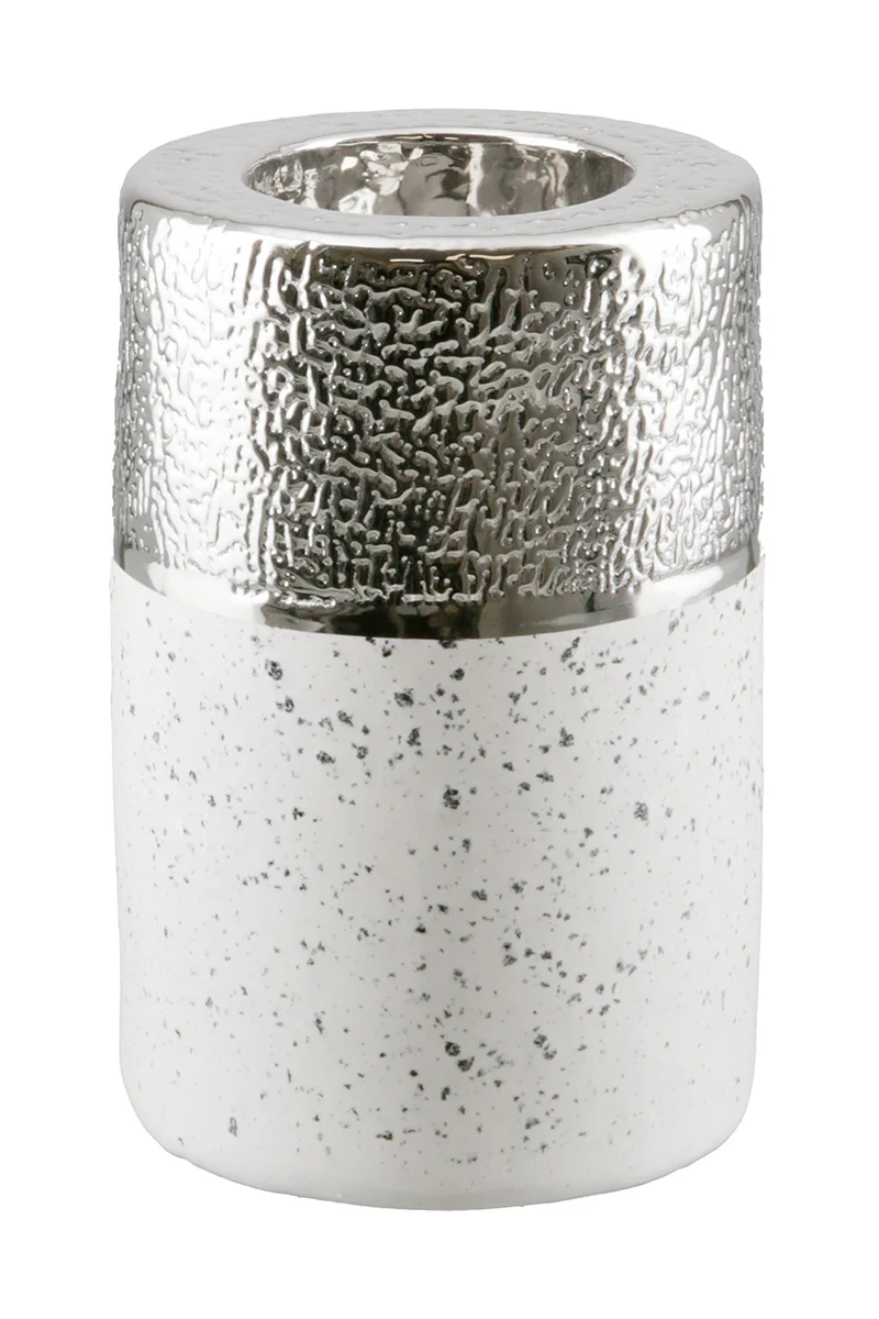 Gilde Teelichtleuchter Turin 13cm – Edles Glas-Windlicht in Silber-Antik