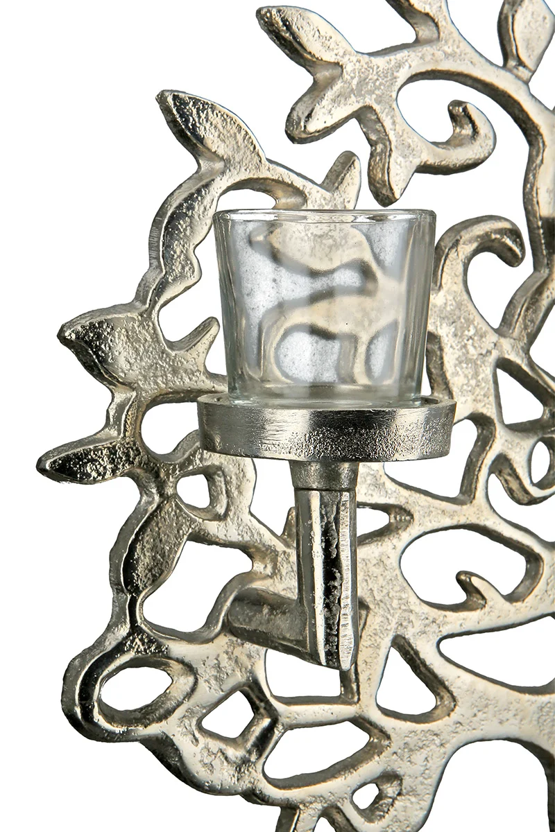 Gilde Teelichtleuchter Lebensbaum 38cm – Edler Kerzenhalter aus Aluminium & Mangoholz