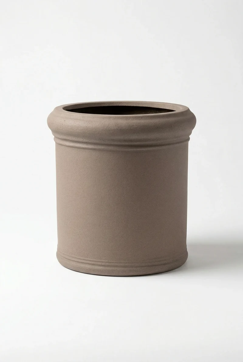 Großer Pflanzkübel rund – Jumbo Max Classic Taupe mit Bordüre
