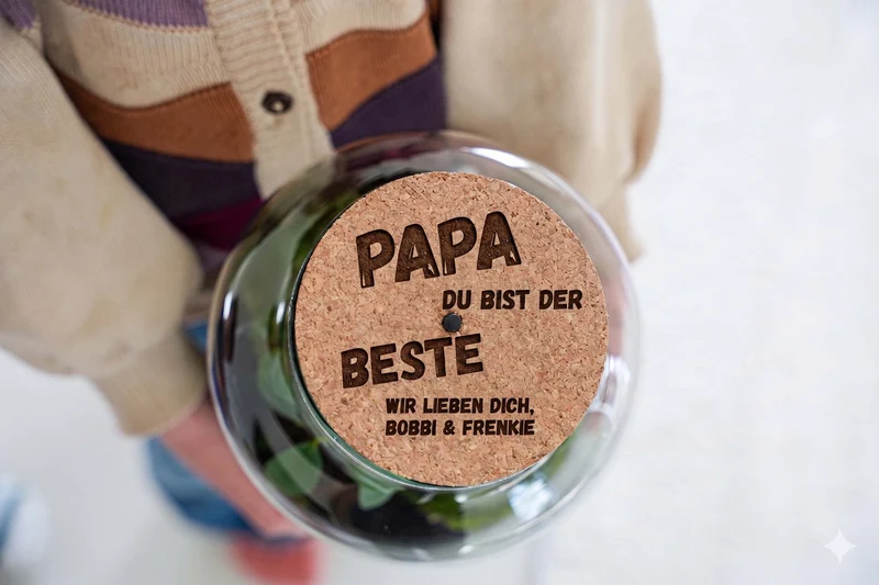 Custom text engraving on cork