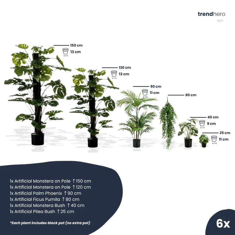 Urban jungle XL - 6 pcs - Artificial Plants - Bundle set