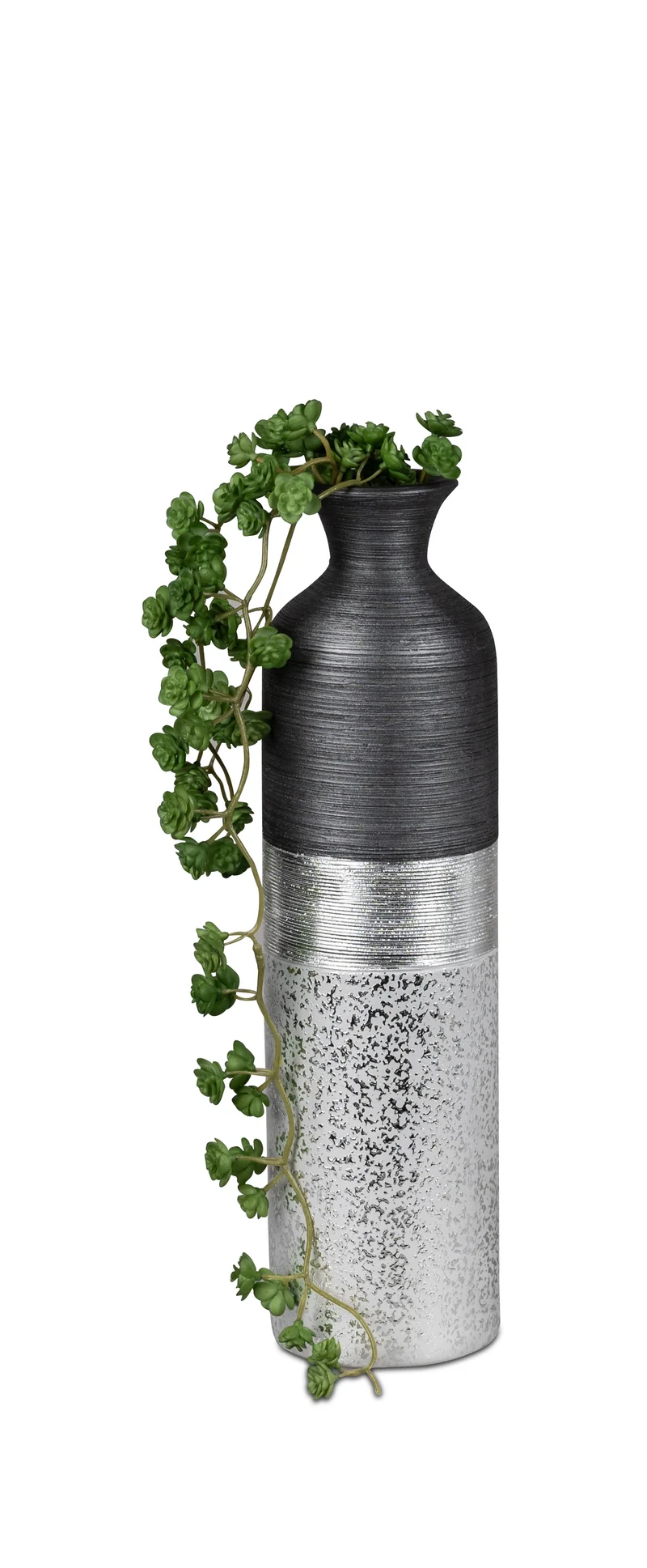 formano Flaschenvase „Luxor” H 40cm Silber-Grau – Keramik mit Relief