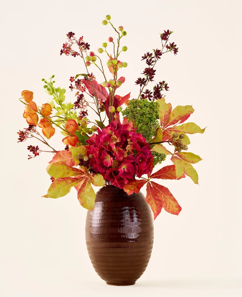 Zijden kunstbloemen boeket Warm Amber