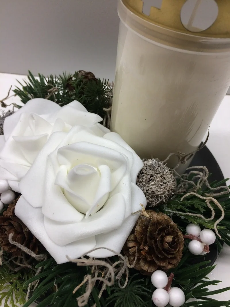 Grabschmuck Rose 20cm Seidenblumen – Grabgesteck handgefertigt