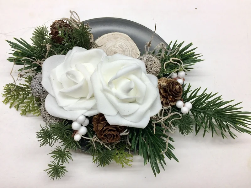 Grabschmuck Rose 20cm Seidenblumen – Grabgesteck handgefertigt