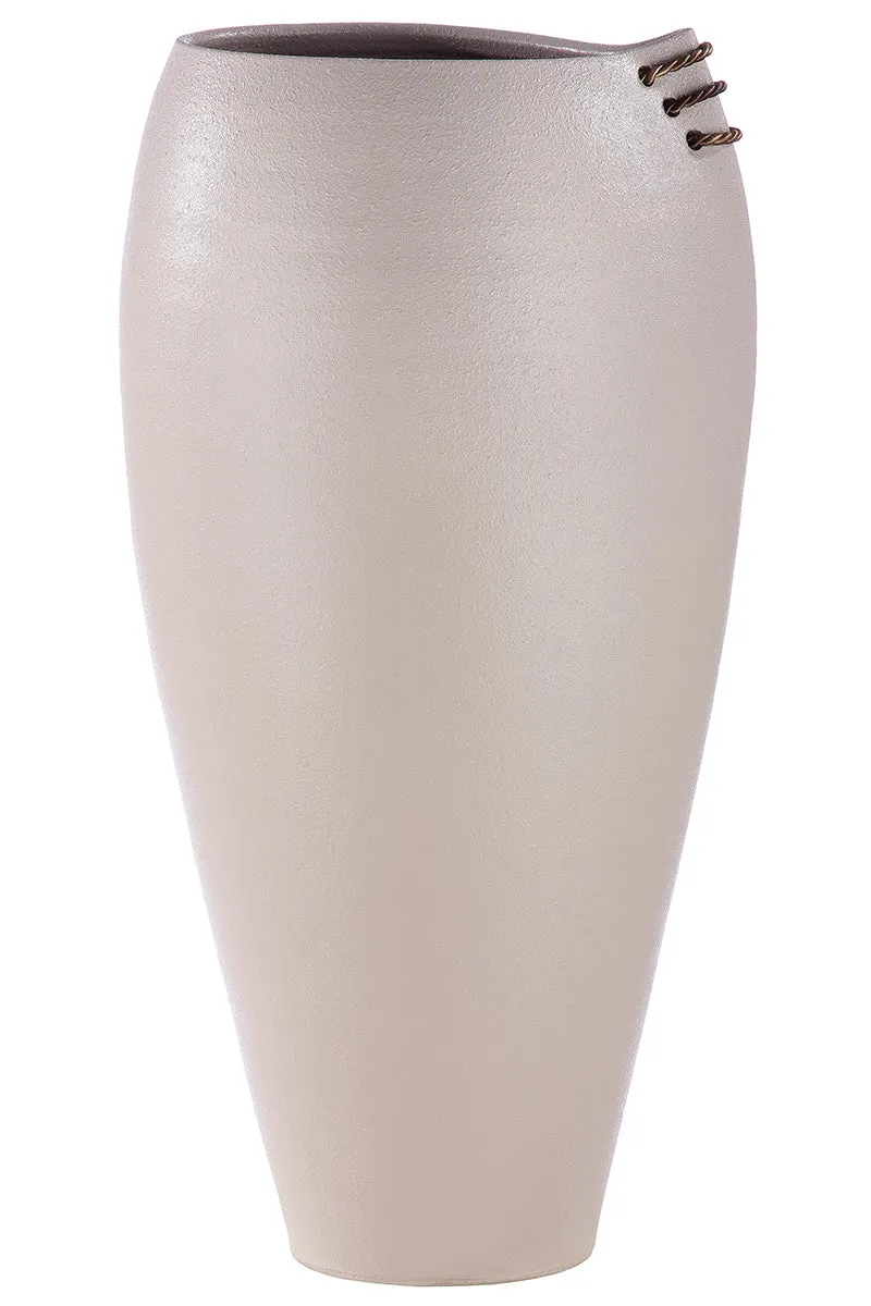 Gilde Keramik Bodenvase 82cm – Exklusive Design-Vase in Silber-Optik