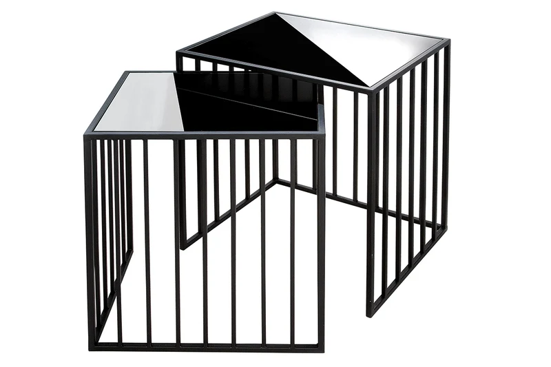 Gilde Beistelltisch-Set Straight 2er Set – Moderne Metall-Tische mit Glasplatte