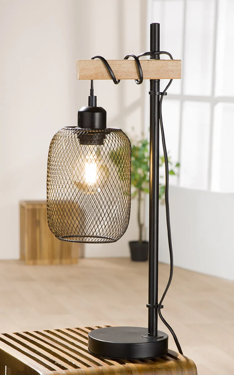 Gilde Tischleuchte Gibet 52cm – Moderne Design-Lampe aus Holz & Metall