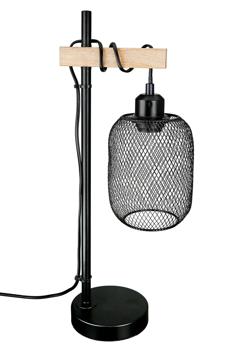 Gilde Tischleuchte Gibet 52cm – Moderne Design-Lampe aus Holz & Metall