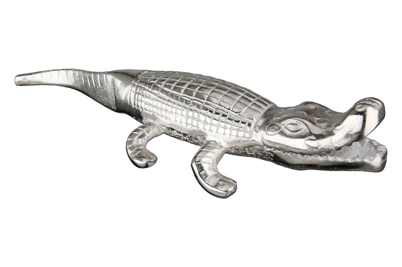Gilde Aluminium Figur Krokodil Spike 42cm – Dekorative Skulptur in Antikfinish