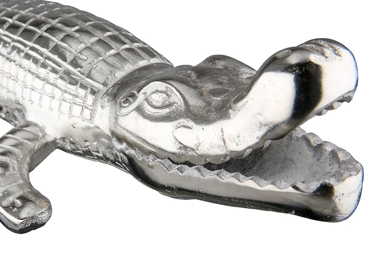 Gilde Aluminium Figur Krokodil Spike 42cm – Dekorative Skulptur in Antikfinish