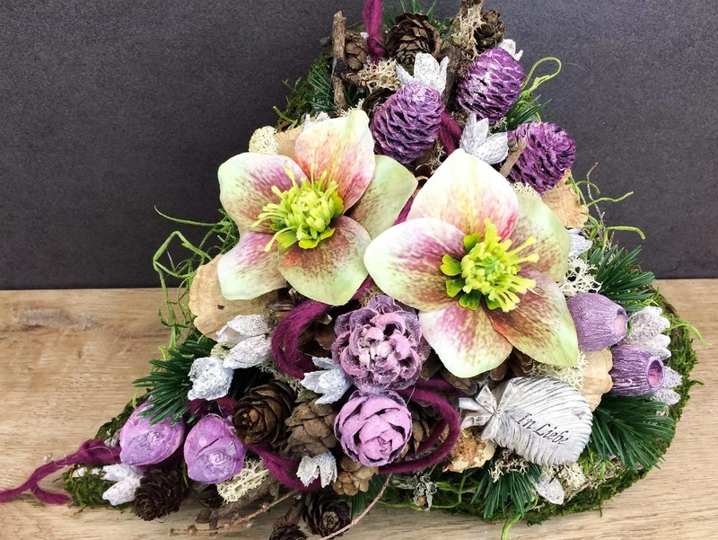 Grabherz Christrose – Grabschmuck Seidenblumen langlebig