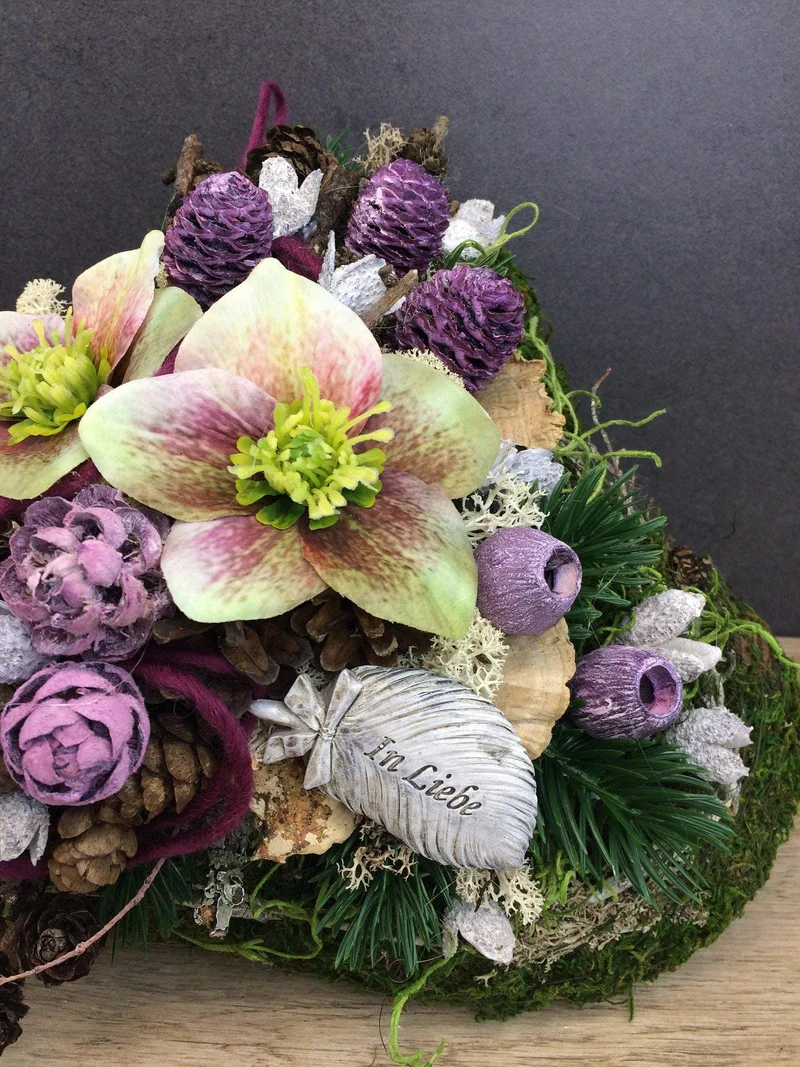 Grabherz Christrose – Grabschmuck Seidenblumen langlebig