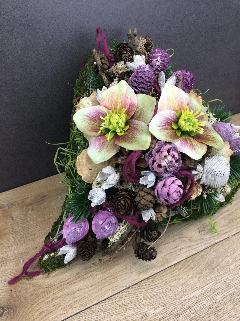 Grabherz Christrose – Grabschmuck Seidenblumen langlebig