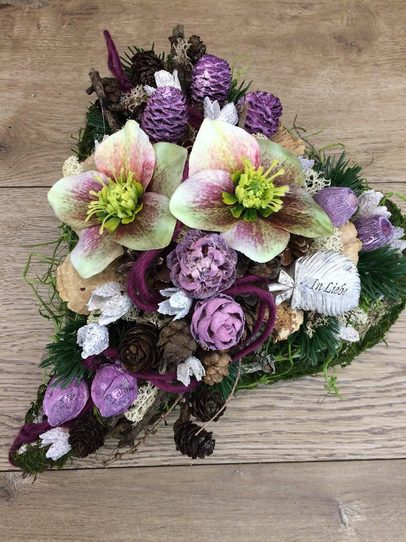 Grabherz Christrose – Grabschmuck Seidenblumen langlebig