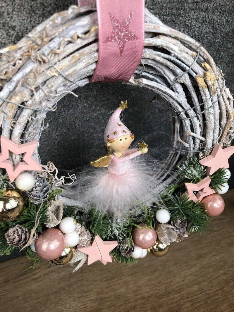 Türkranz Weihnachten mit Engel – romantischer Weihnachtskranz