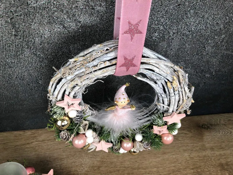 Türkranz Weihnachten mit Engel – romantischer Weihnachtskranz