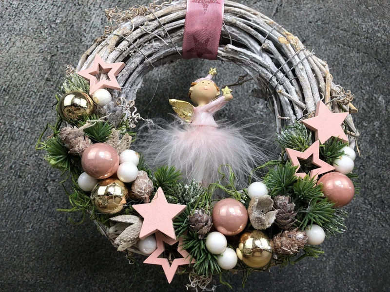Türkranz Weihnachten mit Engel – romantischer Weihnachtskranz