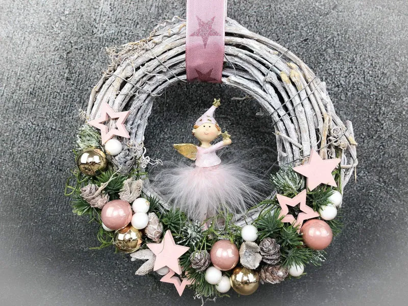 Türkranz Weihnachten mit Engel – romantischer Weihnachtskranz