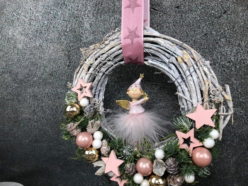 Türkranz Weihnachten mit Engel – romantischer Weihnachtskranz