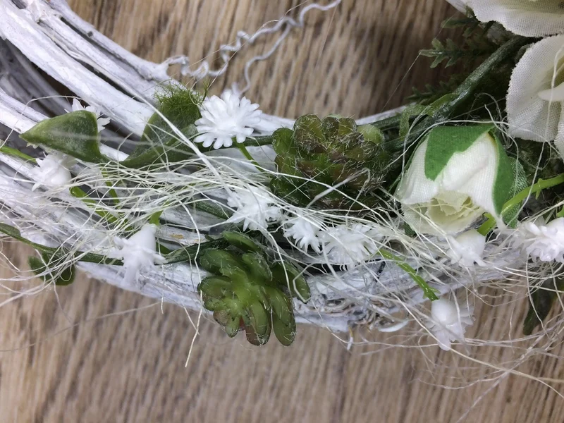 Hochzeit Türkranz Rose Schleierkraut Vögel 20cm – Türdeko handgefertigt