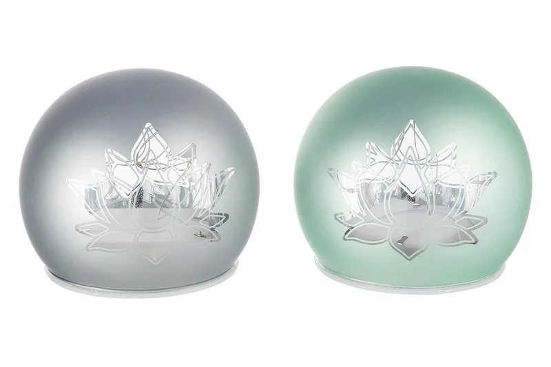 Gilde LED Kugel Lotus 2er Set Ø 10cm – Dekolicht mit Timer-Funktion