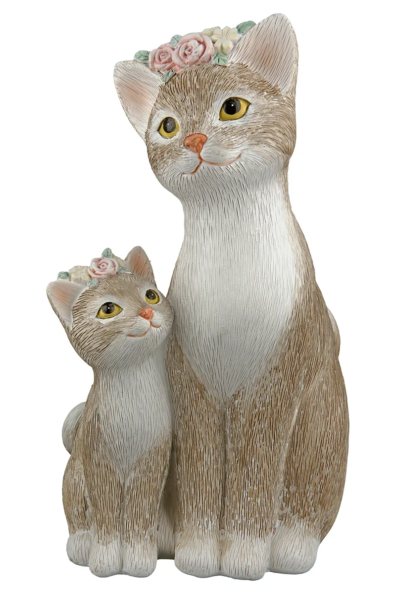 Gilde Figur Katzenpaar Nala 19,5cm – Dekorative Katzen-Skulptur Beige-Creme
