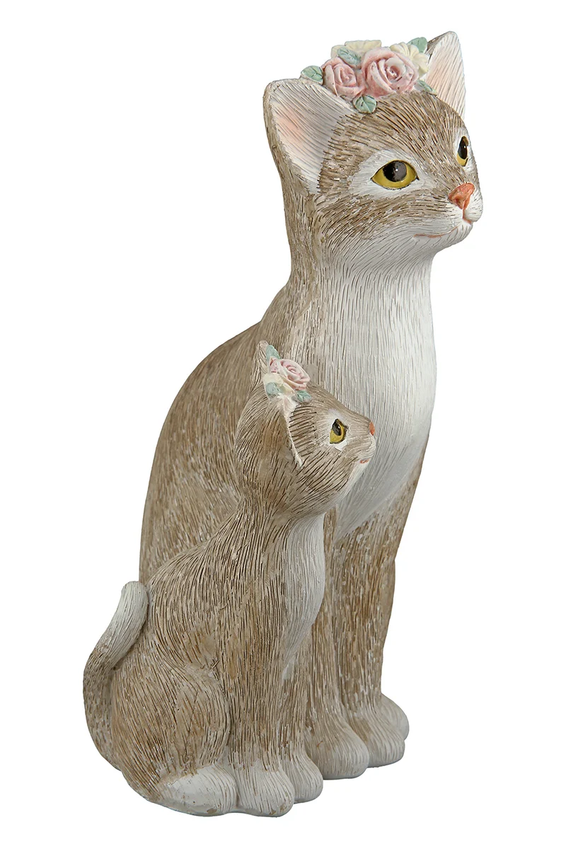 Gilde Figur Katzenpaar Nala 19,5cm – Dekorative Katzen-Skulptur Beige-Creme