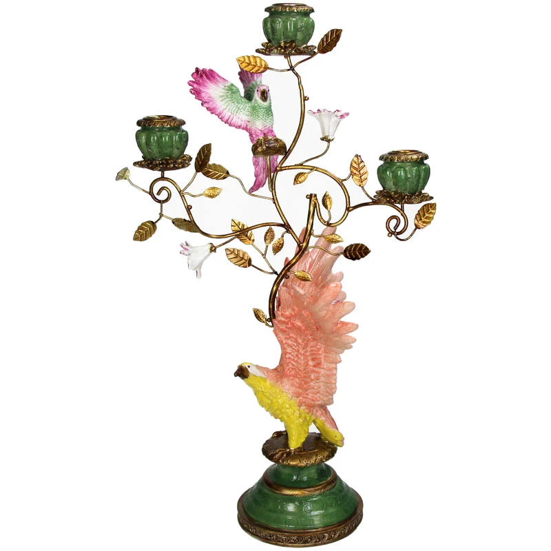 Eagle Candle Holder 27.5x19.5x46cm - Colorful - 3 Candles - Polyresin & Metal