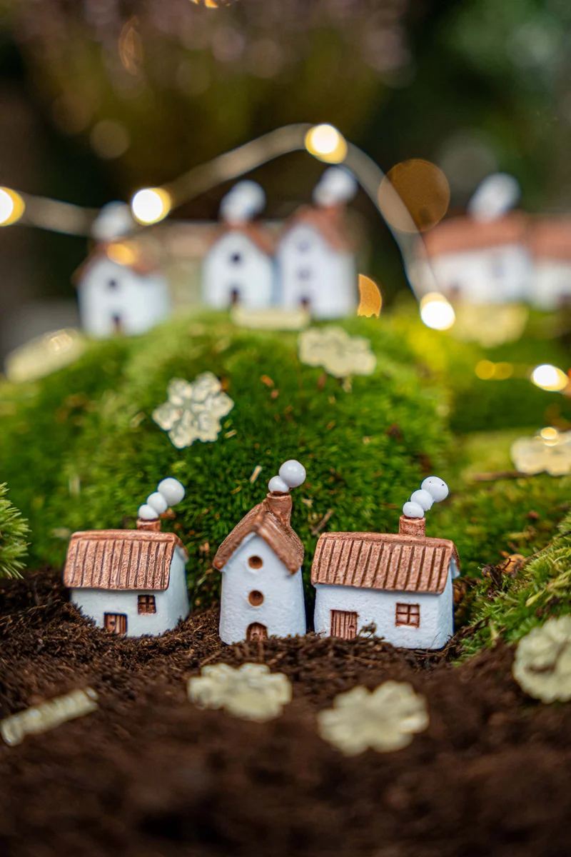 Winterville - Decorative miniature village - 8pcs - ↑ 1-3 cm