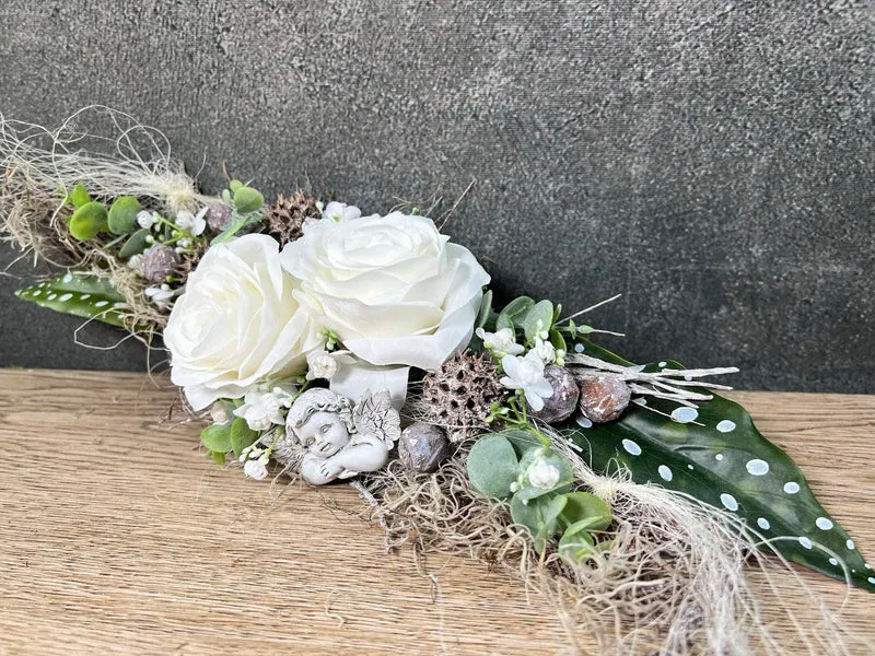 Grabgesteck Rose Seidenblumen – langlebiger Grabschmuck
