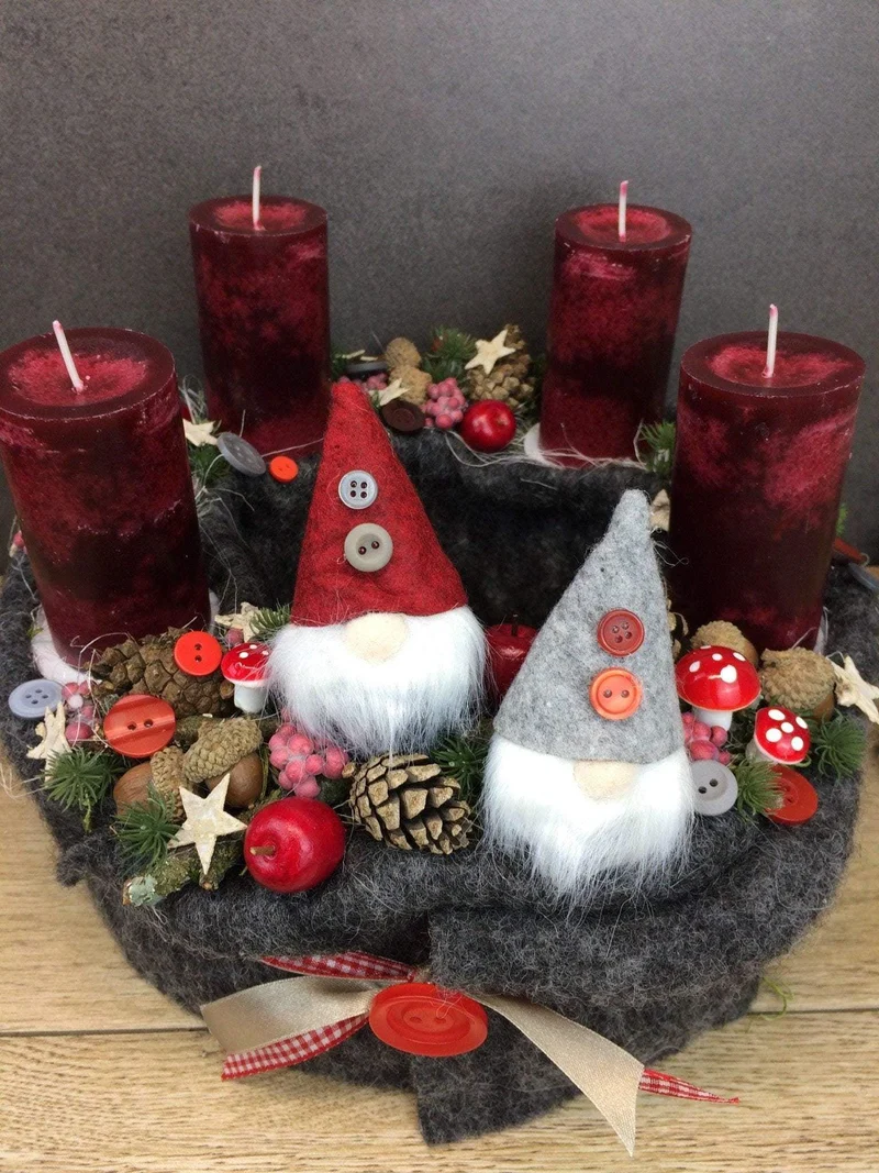 Adventskranz modern rund – handgefertigt mehrjährig gemütlich