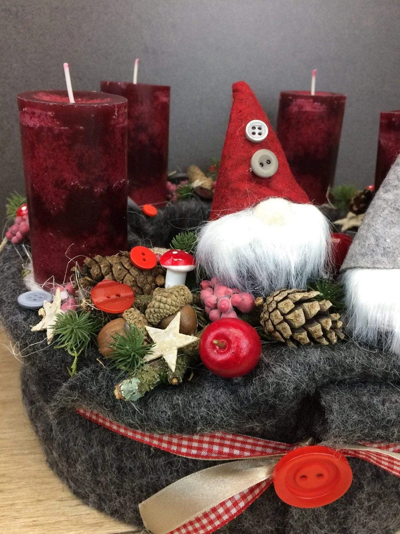 Adventskranz modern rund – handgefertigt mehrjährig gemütlich