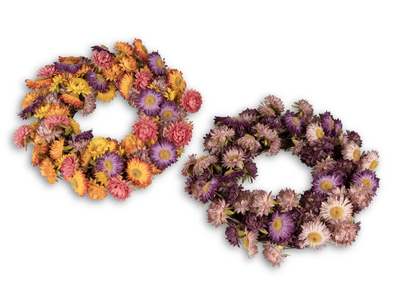 formano Strohblumen Blütenkranz Ø 32cm – 2er Set