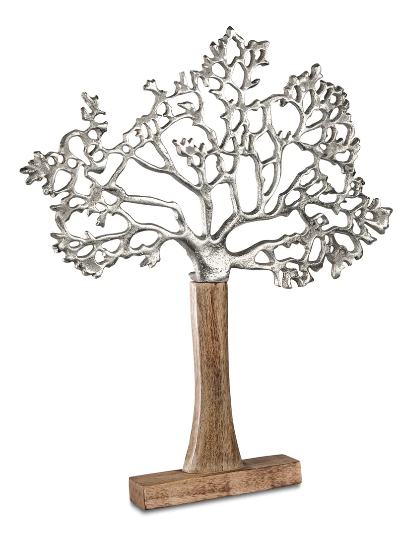 formano Lebensbaum 32x30cm – Aluminium mit Mangoholz-Sockel