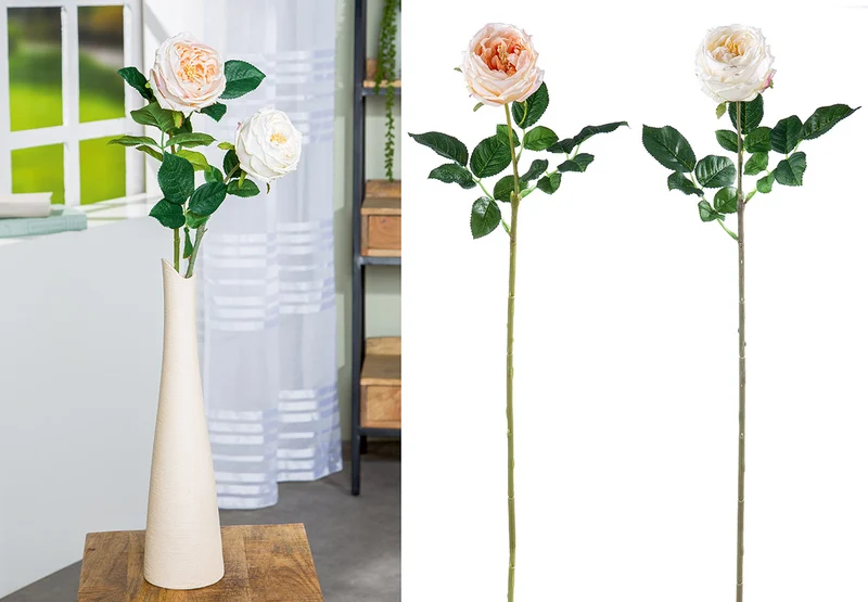 Gilde Stielblume Rose 61cm Weiß – Edle Kunstblume in Fachhandelsqualität