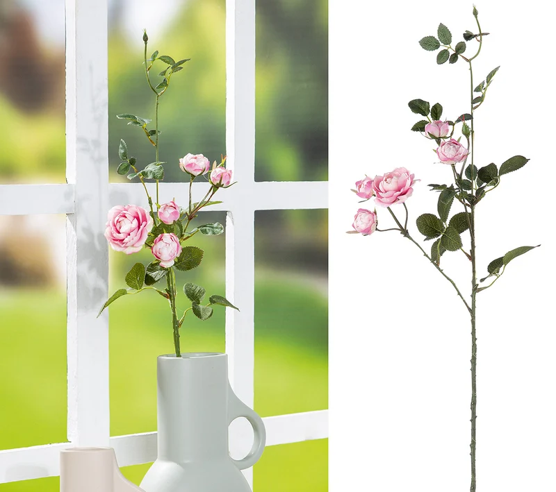 Gilde Stielblume Rose 67cm Rosa – Hochwertige Kunstblume in Fachhandelsqualität