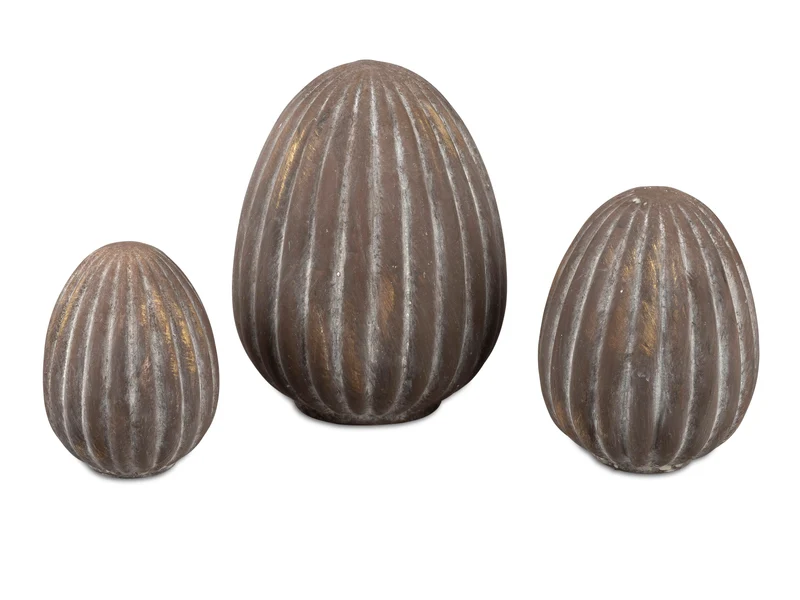 Gilde Deko-Eier 3er Set Antik-Look – Stilvolle Osterdeko in 13cm, 16cm & 20cm