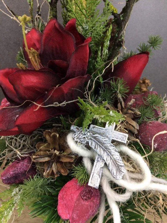 Seidenblumen Grabgesteck Amaryllis – Grabschmuck modern