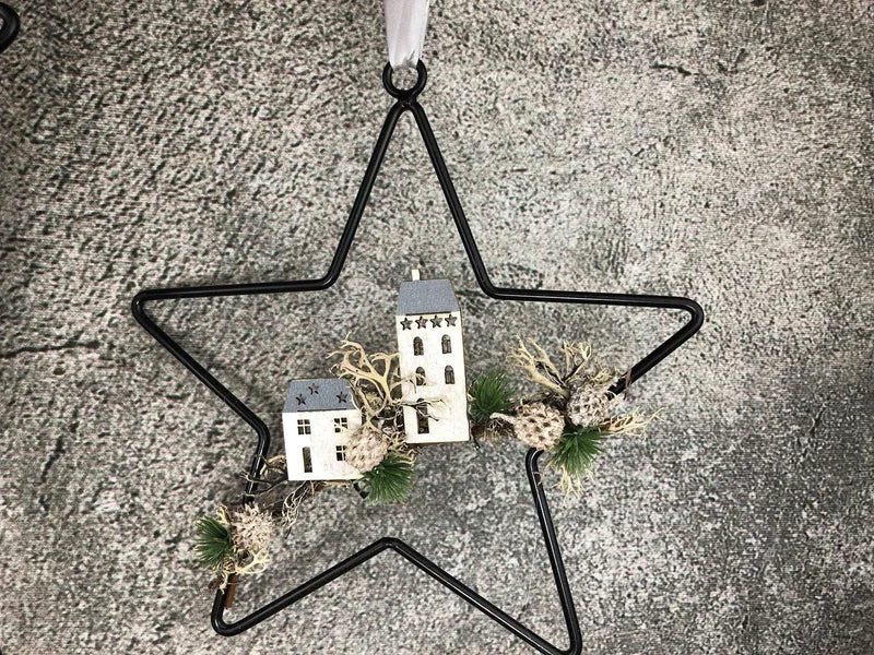 Weihnachtlicher Stern Fensterring Häuser – Größe & LED wählbar