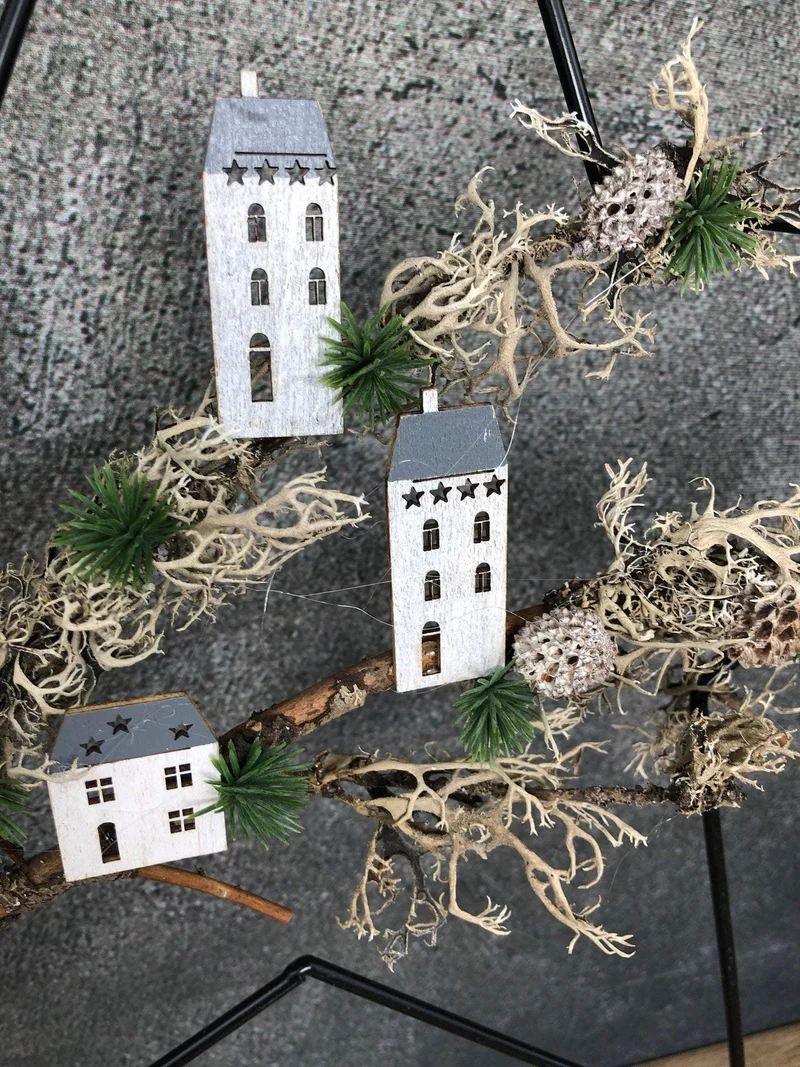 Weihnachtlicher Stern Fensterring Häuser – Größe & LED wählbar