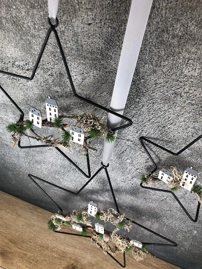 Weihnachtlicher Stern Fensterring Häuser – Größe & LED wählbar