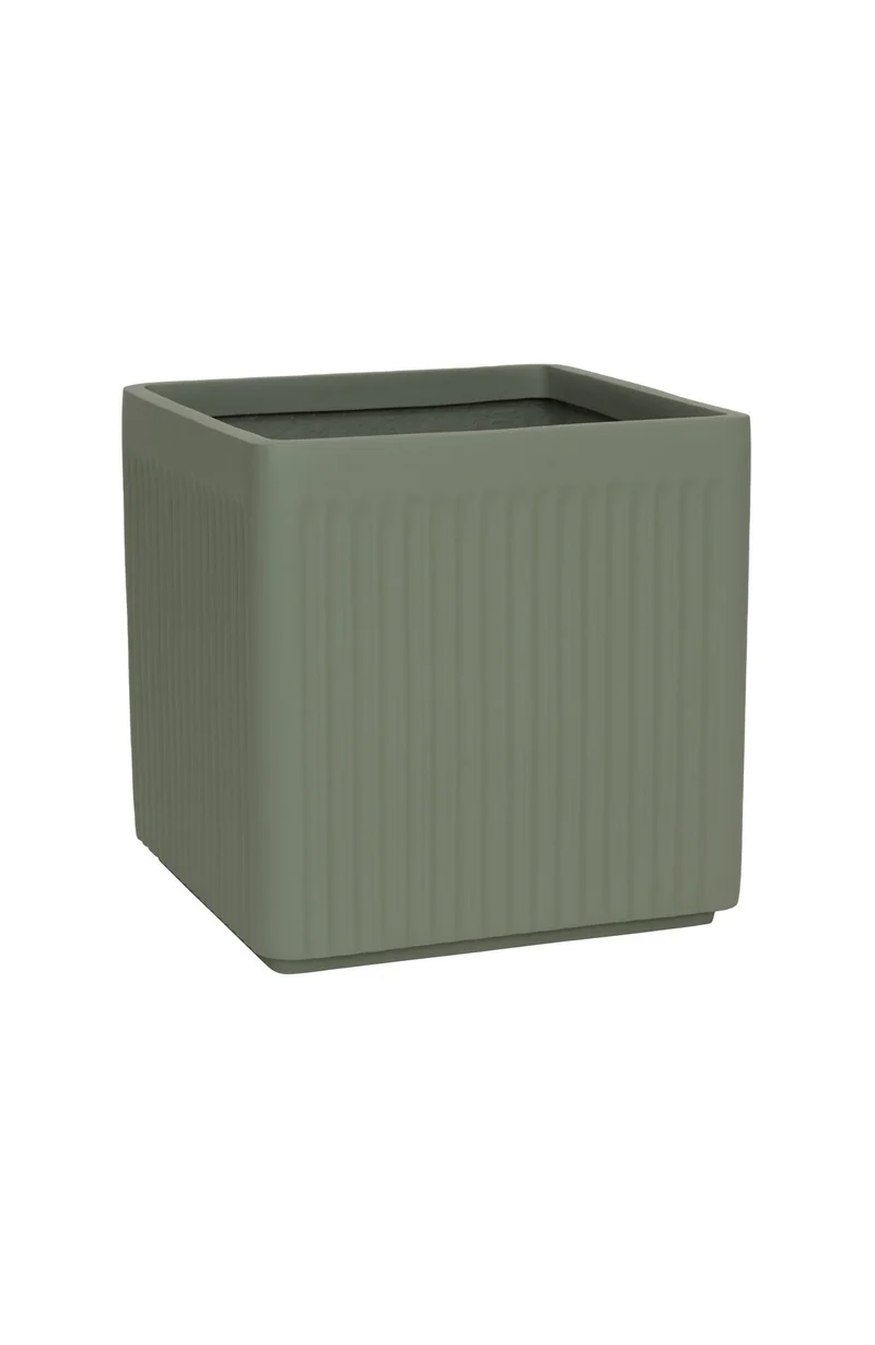 Quadratischer Pflanzkübel Block Salbeigrün aus Fiberglas
