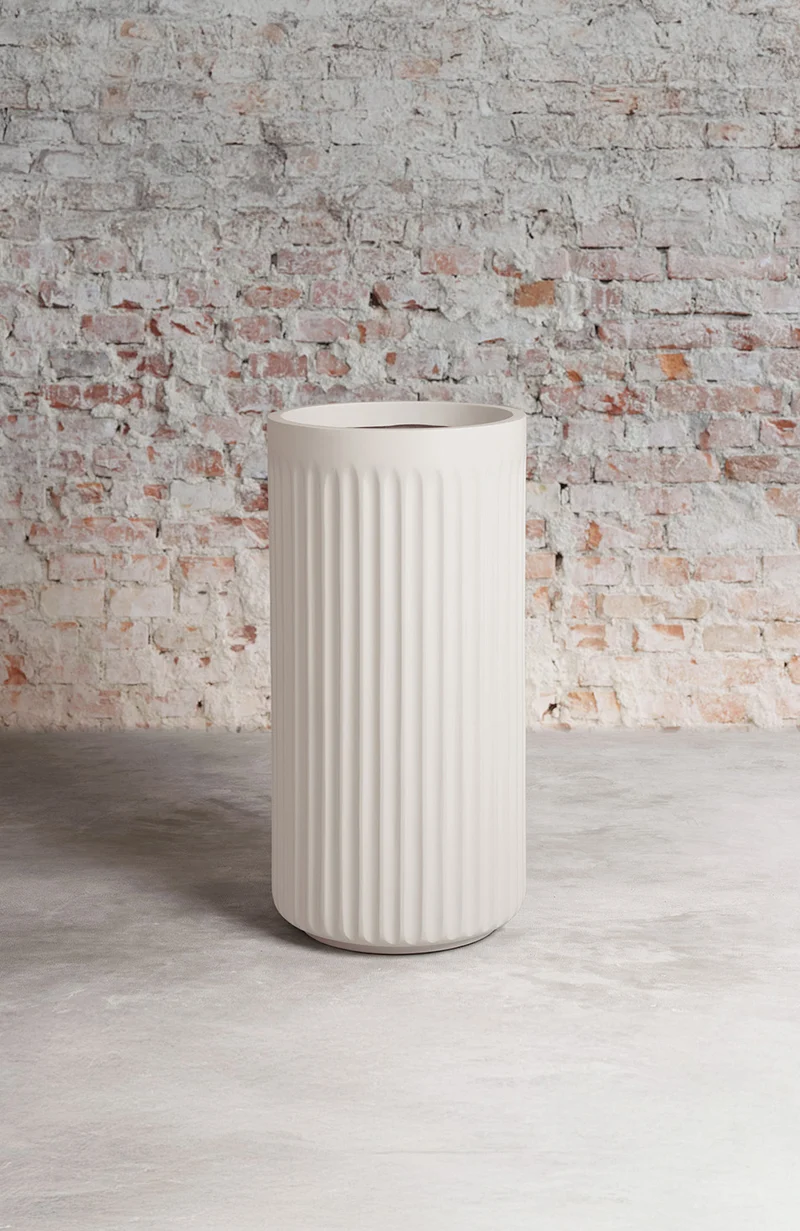 Blumentopf Turris Seidenweiß aus Fiberglas