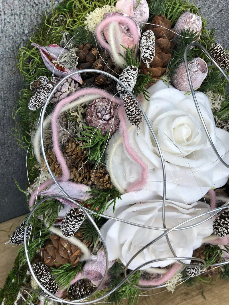 Grabschmuck Herz Wachsrose Seidenblumen – würdevoll & langlebig – wetterfest