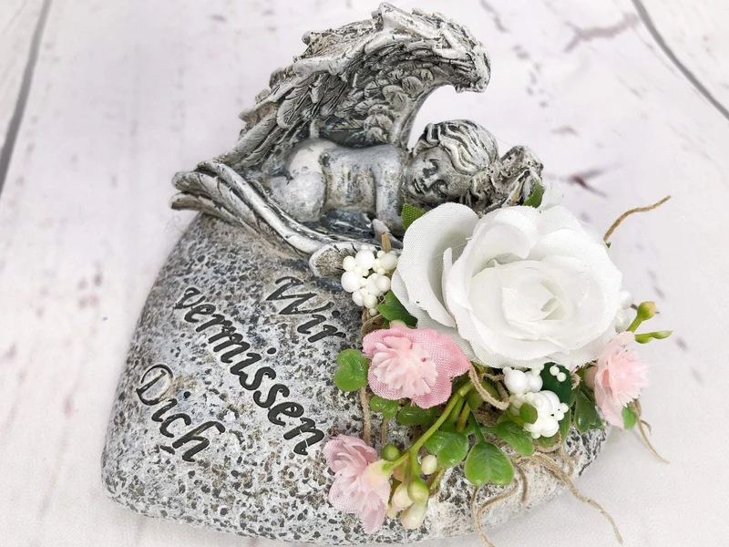 Urnengesteck Rose handgefertigt – Seidenblumen Urnengrabdeko