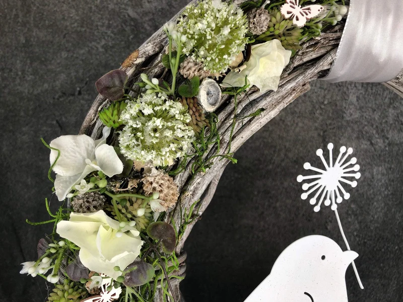 Seidenblumen Türkranz Welcome – Haustürdeko ganzjährig – Wunschfarbe