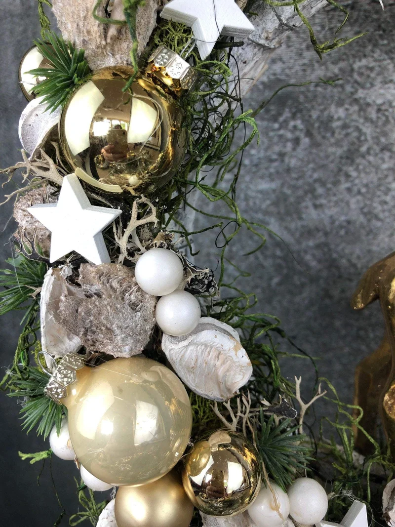 Türkranz Hirsch handgefertigt – Weihnachtsdeko mehrjährig