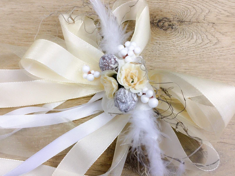 Brautauto Schmuck Schleifen 2er Set – Seidenblumen Hochzeit